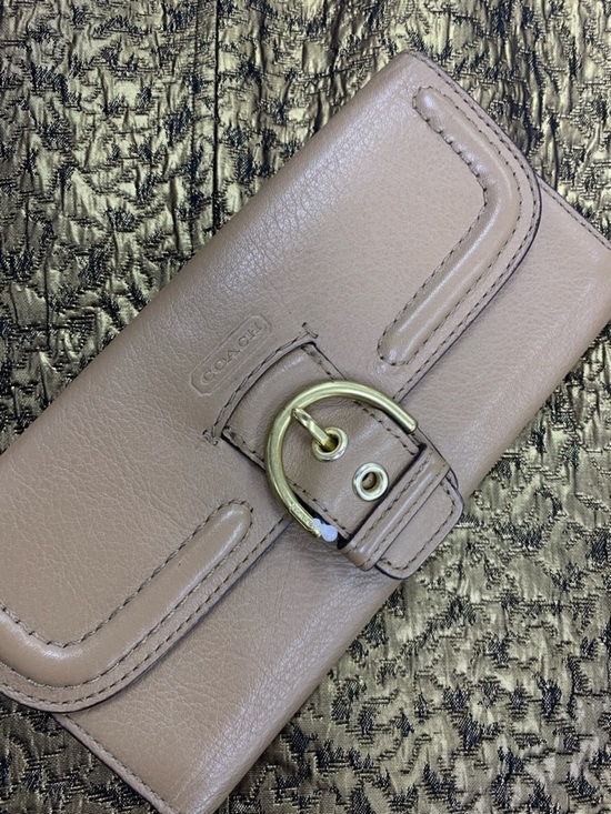 Coach Handbags - Coach Pebble Leather Buckle Wallet in Dusty Rose